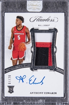 2020 Panini Flawless Collegiate Anthony Edwards #111 Rookie Patch Auto (#07/20) - Encased 